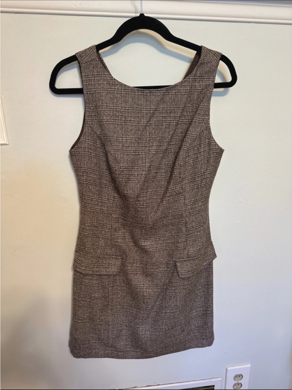 Women's Brown Plaid Sheath Dress